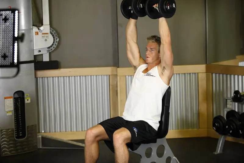 Arnold Dumbbell Press — finish position
