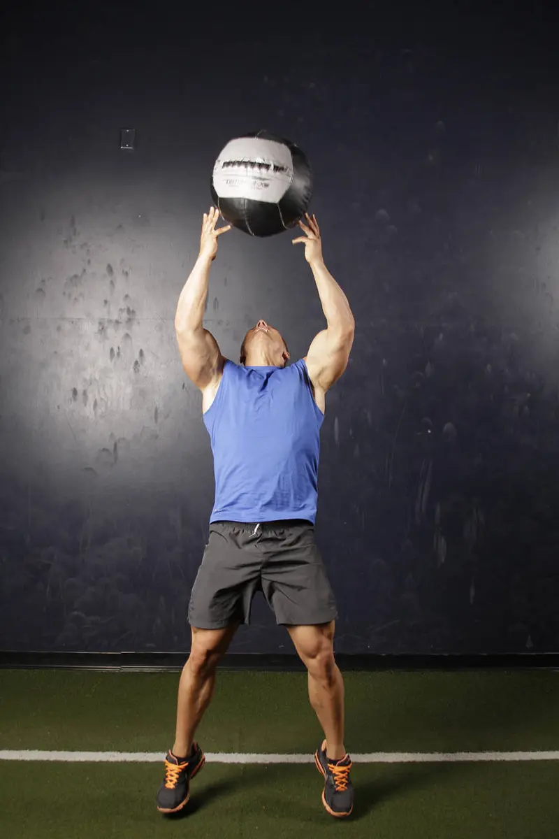 Backward Medicine Ball Throw — finish position