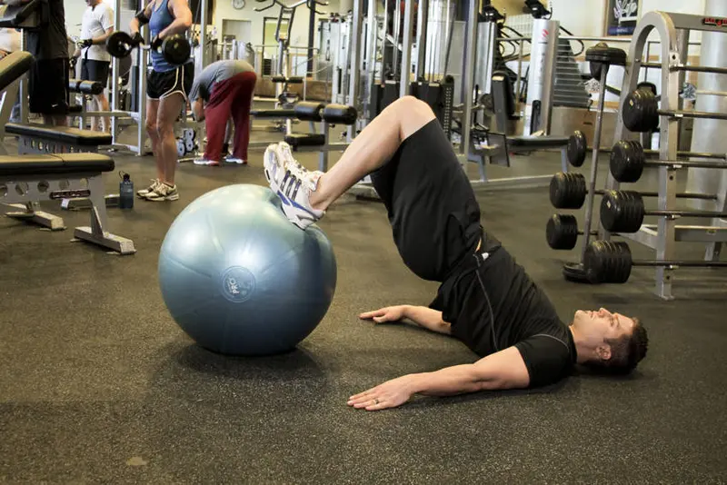 Ball Leg Curl — finish position