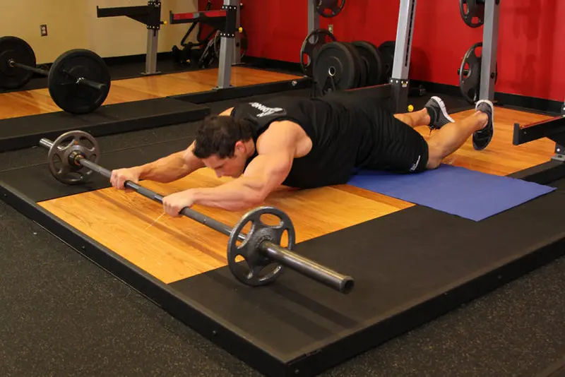 Barbell Ab Rollout - On Knees — finish position