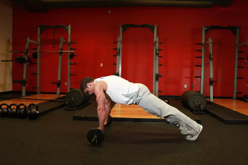 Barbell Ab Rollout — finish position