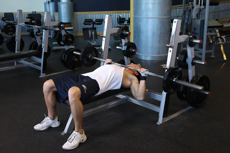 Barbell Guillotine Bench Press — finish position