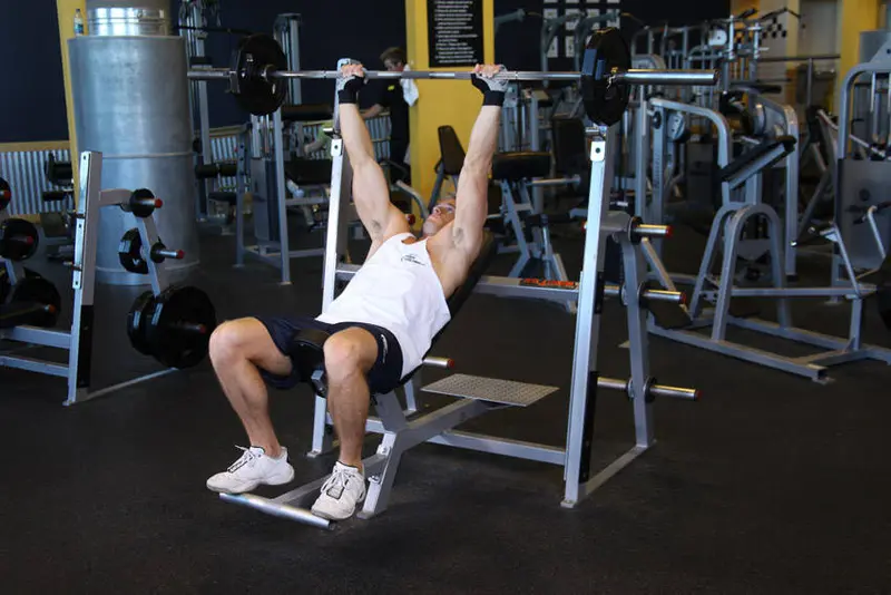 Barbell Incline Shoulder Raise — finish position