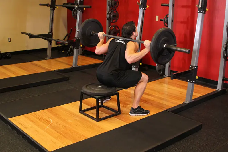 Barbell Squat To A Bench — finish position