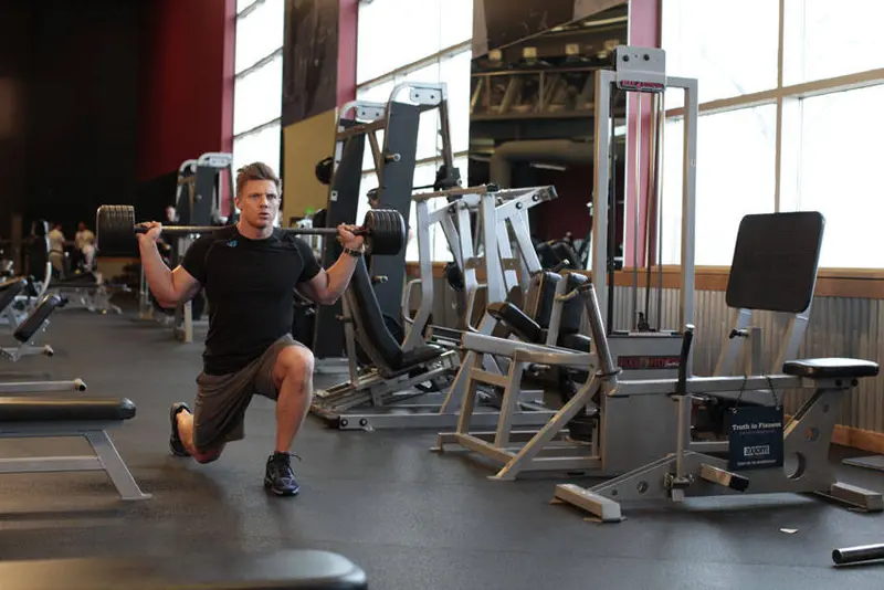 Barbell Walking Lunge — finish position