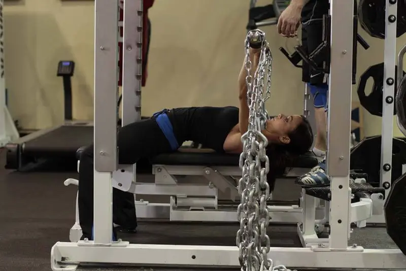 Bench Press with Chains — finish position