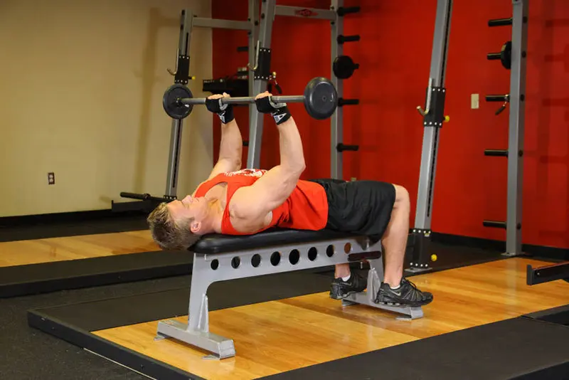 Bent-Arm Barbell Pullover — finish position