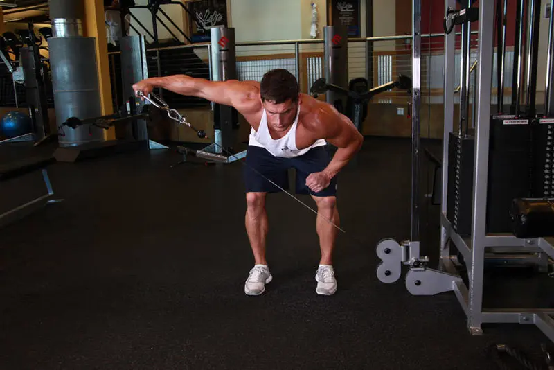 Bent Over Low-Pulley Side Lateral — finish position