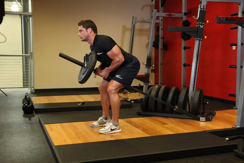 Bent Over Two-Arm Long Bar Row — finish position