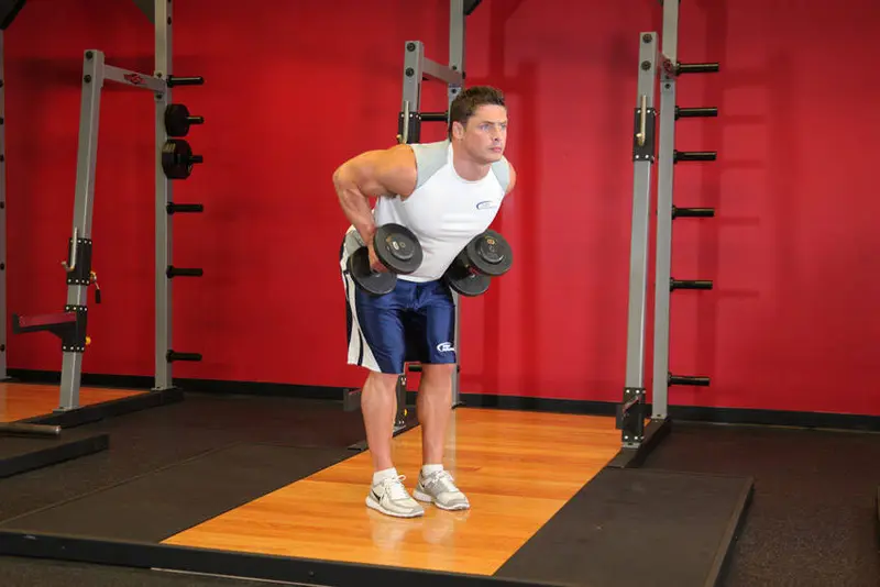 Bent Over Two-Dumbbell Row With Palms In — finish position