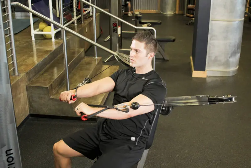 Cable Chest Press — finish position