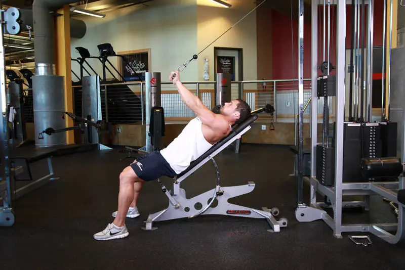 Cable Incline Triceps Extension — finish position