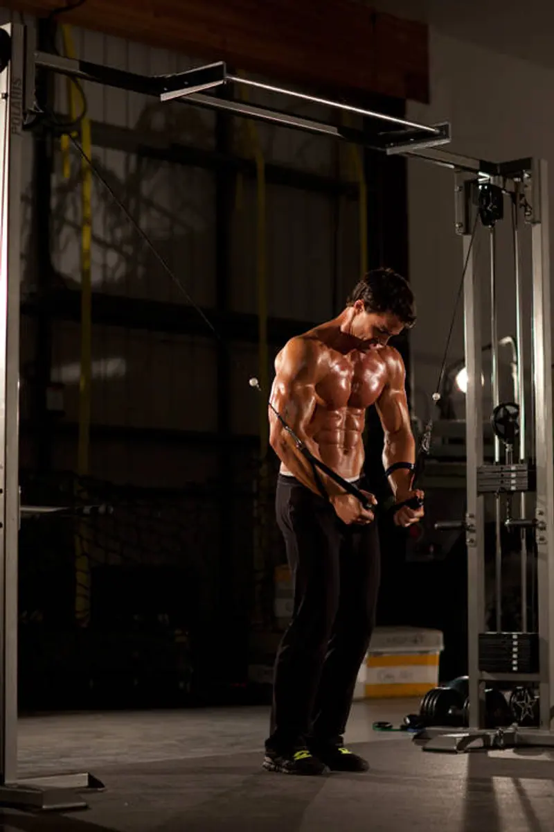 Cable Iron Cross — finish position