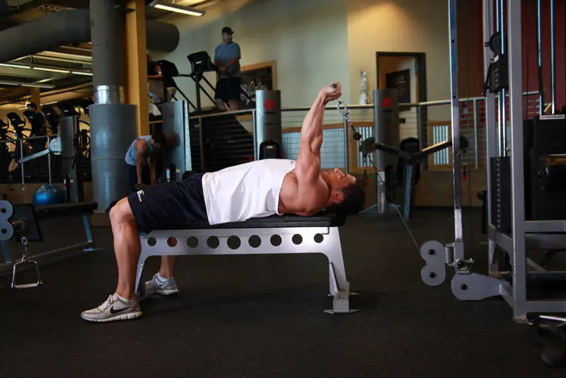 Cable Lying Triceps Extension — finish position