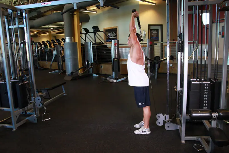 Cable Rope Overhead Triceps Extension — finish position