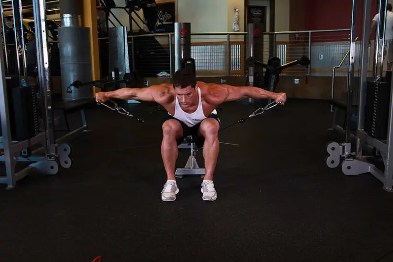 Cable Seated Lateral Raise — finish position