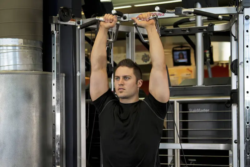 Cable Shoulder Press — finish position