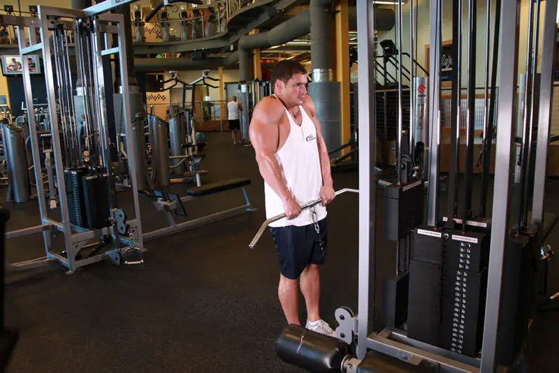 Cable Shrugs — finish position