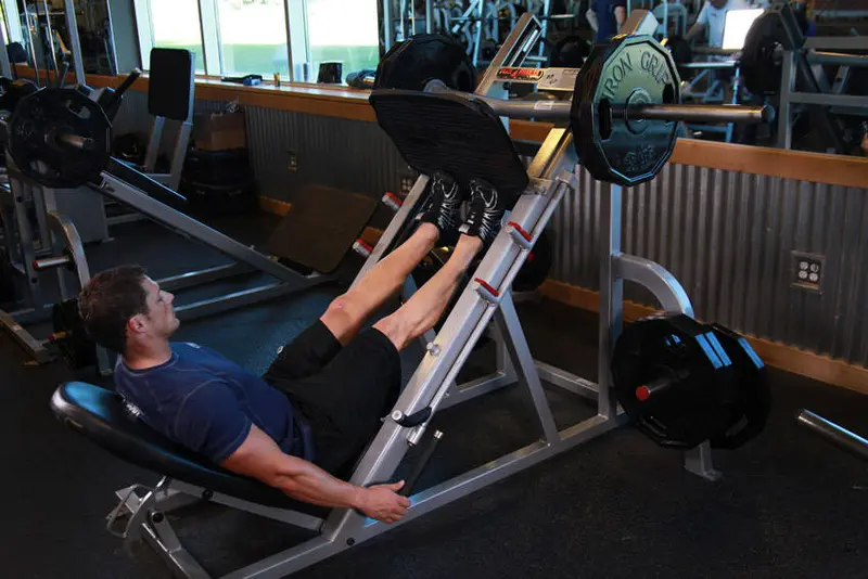 Calf Press On The Leg Press Machine — finish position
