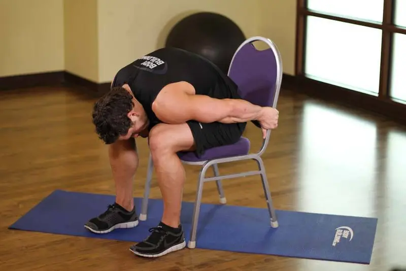 Chair Upper Body Stretch — finish position