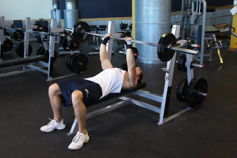 Close-Grip Barbell Bench Press — finish position