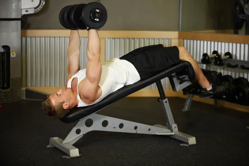 Decline Dumbbell Bench Press — finish position