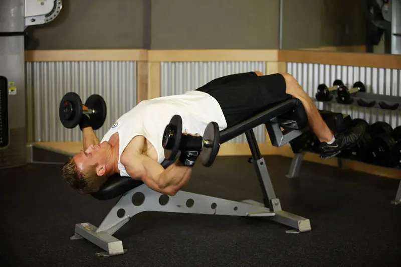 Decline Dumbbell Flyes — finish position