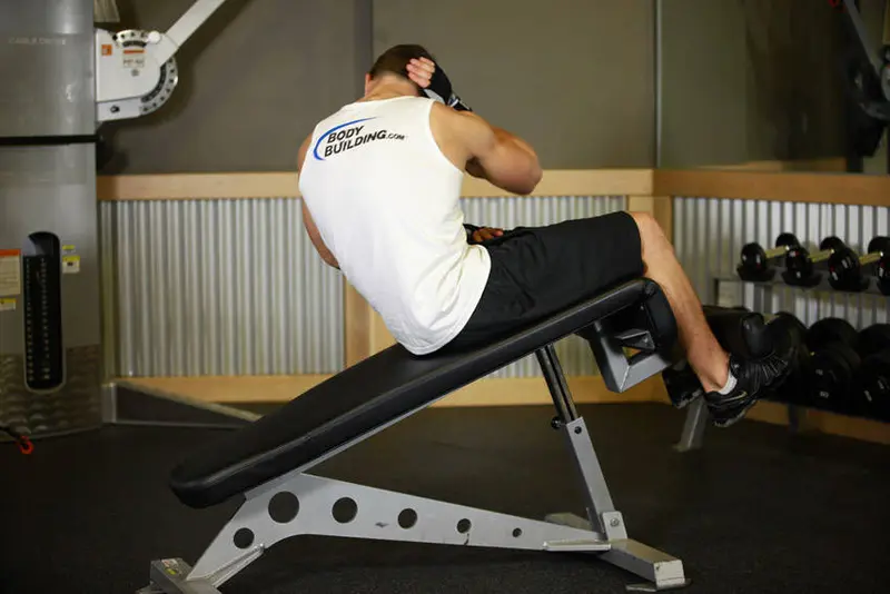 Decline Oblique Crunch — finish position