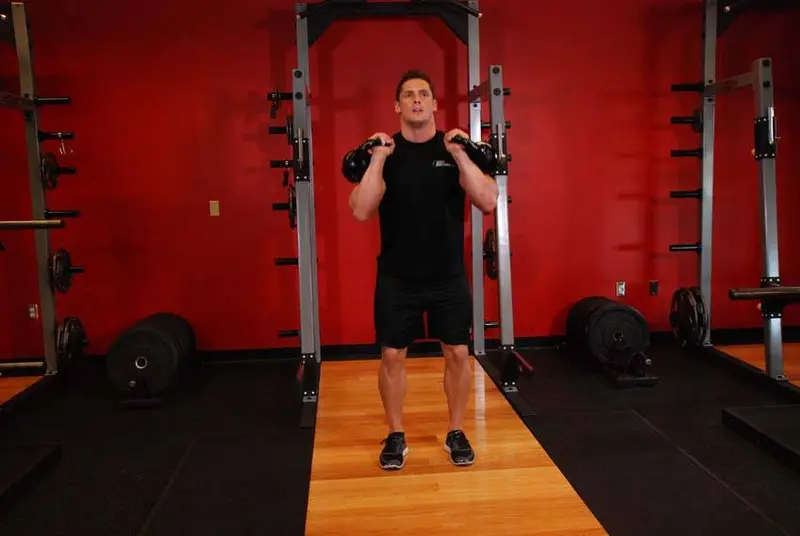 Double Kettlebell Jerk — finish position