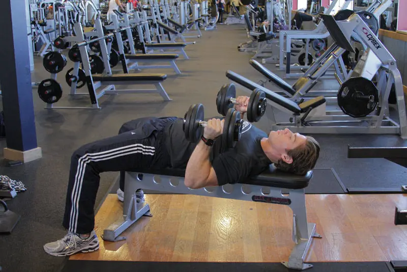 Dumbbell Bench Press with Neutral Grip — finish position