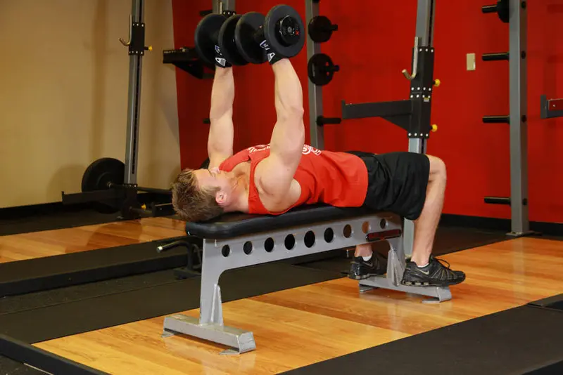 Dumbbell Bench Press — finish position