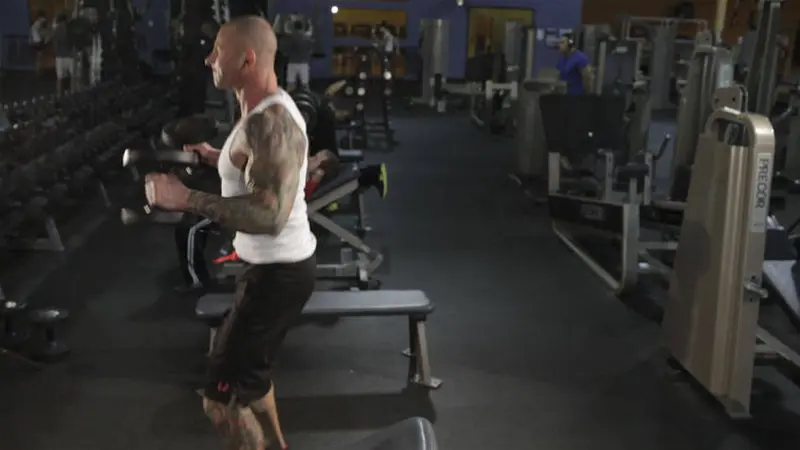 Dumbbell Clean — finish position