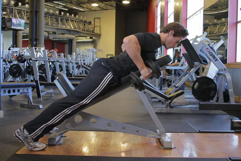 Dumbbell Incline Row — finish position