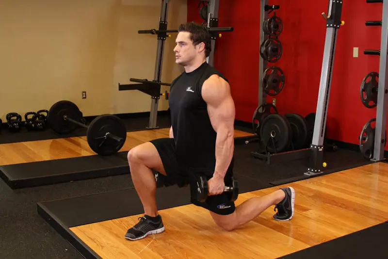 Dumbbell Lunges — finish position