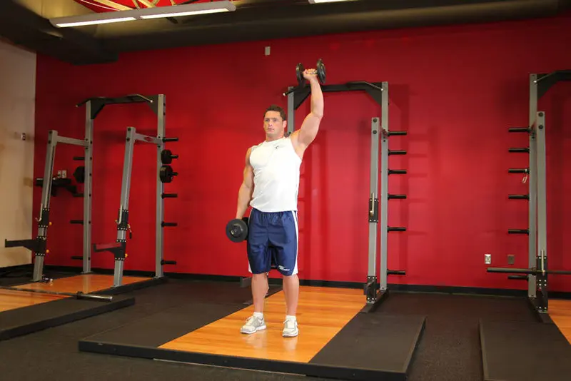 Dumbbell One-Arm Shoulder Press — finish position