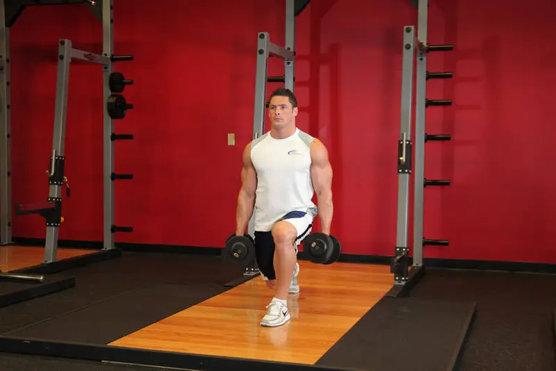Dumbbell Rear Lunge — finish position