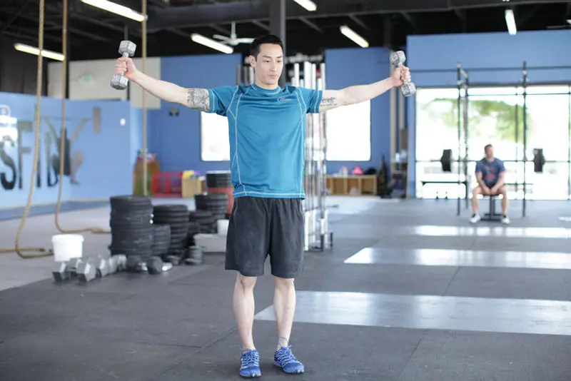 Dumbbell Scaption — finish position