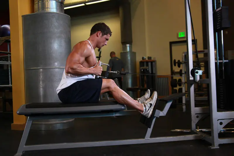 Elevated Cable Rows — finish position