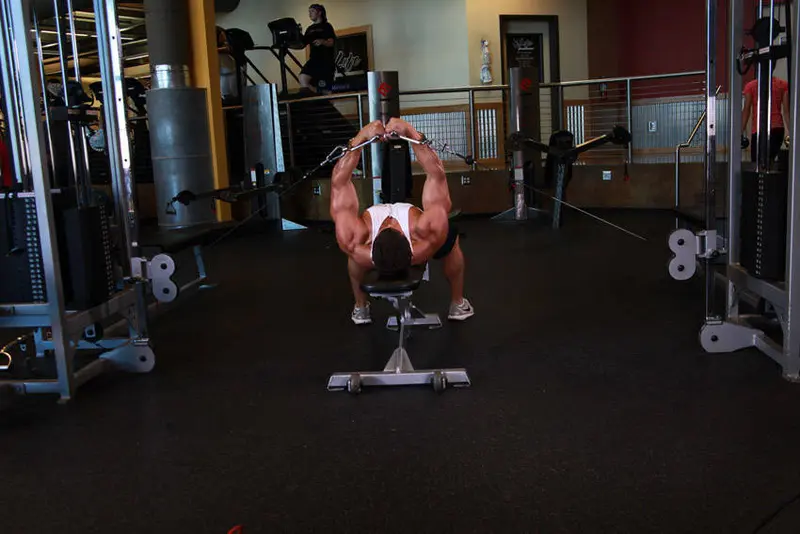 Flat Bench Cable Flyes — finish position