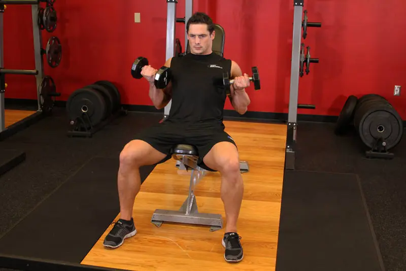Flexor Incline Dumbbell Curls — finish position