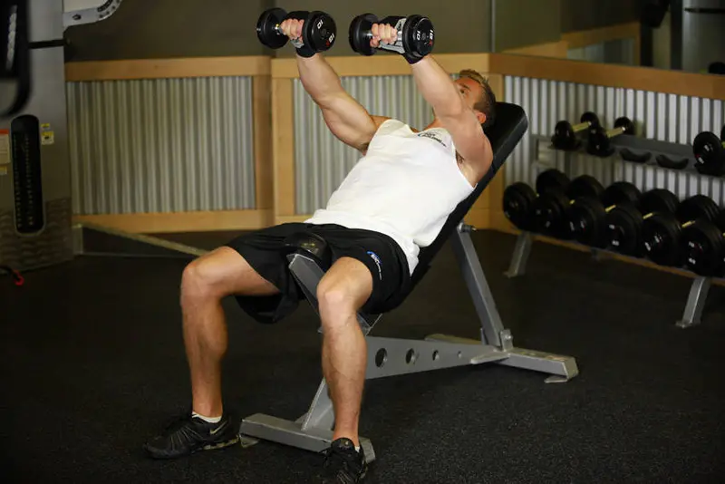 Front Incline Dumbbell Raise — finish position
