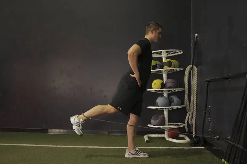 Hip Extension with Bands — finish position
