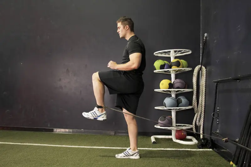 Hip Flexion with Band — finish position