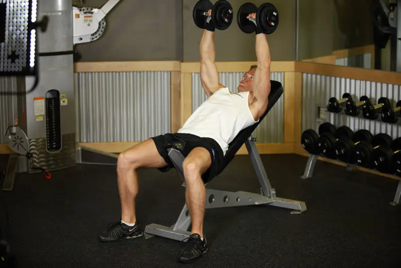 Incline Dumbbell Press — finish position