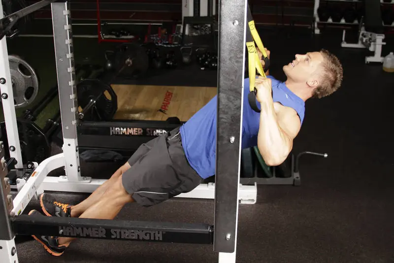 Inverted Row with Straps — finish position