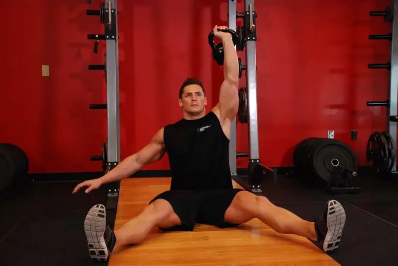 Kettlebell Seated Press — finish position