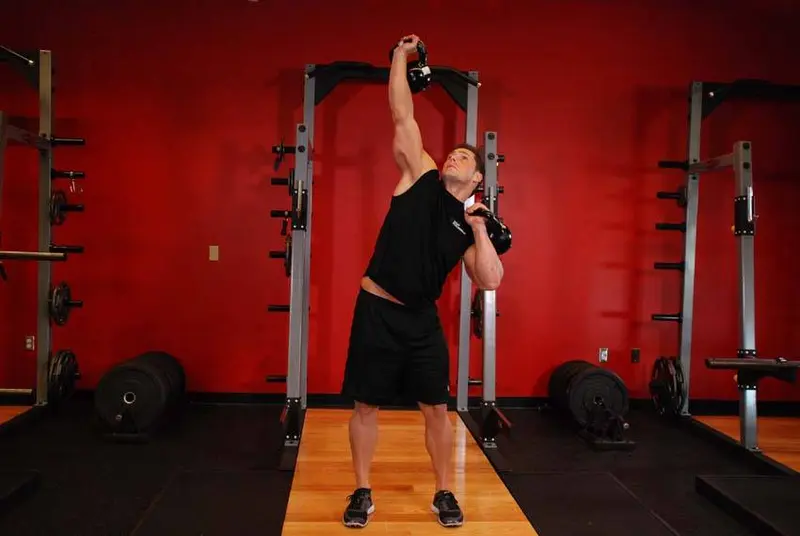 Kettlebell Seesaw Press — finish position