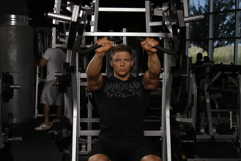 Leverage Incline Chest Press — finish position