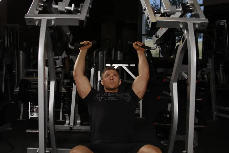 Leverage Shoulder Press — finish position