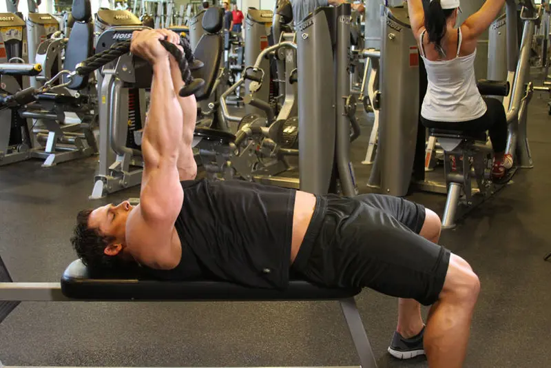 Low Cable Triceps Extension — finish position